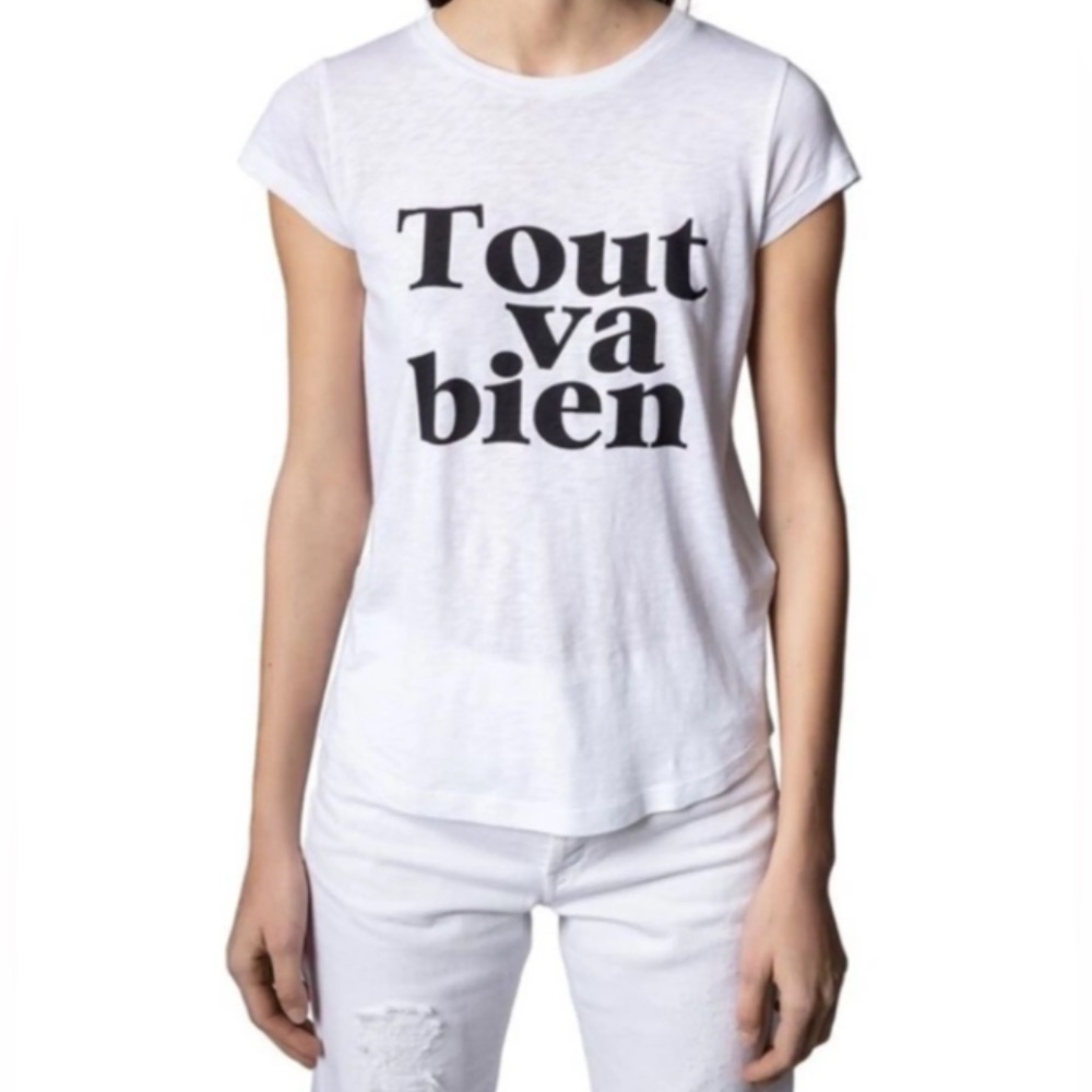 Zadig & Voltaire White Tout Va Bien Tee Shirt W’s Sz M EUC!
